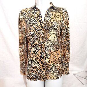 Lilly Pulitzer MARLENA ChillyLilly XS Lion Button Down Top Upf 50